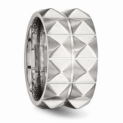 Sophia Jewelers 12mm Brushed Stainless Steel Wedding Band Elegant Design