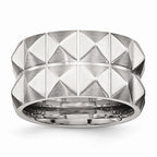 Brushed & Grooved Studded Wedding Band in Stainless Steel, 12mm