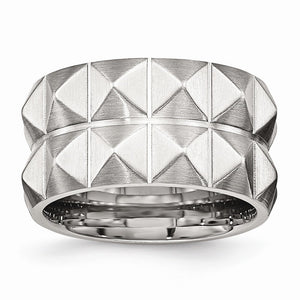 Statement Wedding Band in Stainless Steel, 12mm Brushed - Sophia Jewelers
