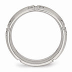 Brushed Wedding Band in Stainless Steel with CZ, 8mm