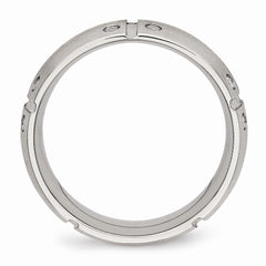 Sophia Jewelers Stainless Steel CZ Brushed Wedding Band 8mm Elegant Design