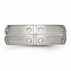 Brushed Wedding Band in Stainless Steel with CZ, 8mm