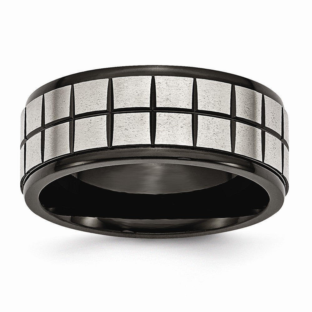 Brushed Black Wedding Band in Stainless Steel, 9mm