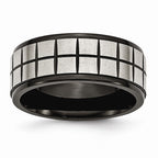 Brushed Black Wedding Band in Stainless Steel, 9mm