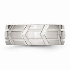 Grooved Wedding Band in Stainless Steel, 8mm