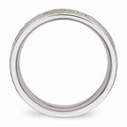 Brushed & Hammered Band in Stainless Steel with Black CZ, 7.5mm