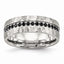 Brushed & Hammered Band in Stainless Steel with Black CZ, 7.5mm