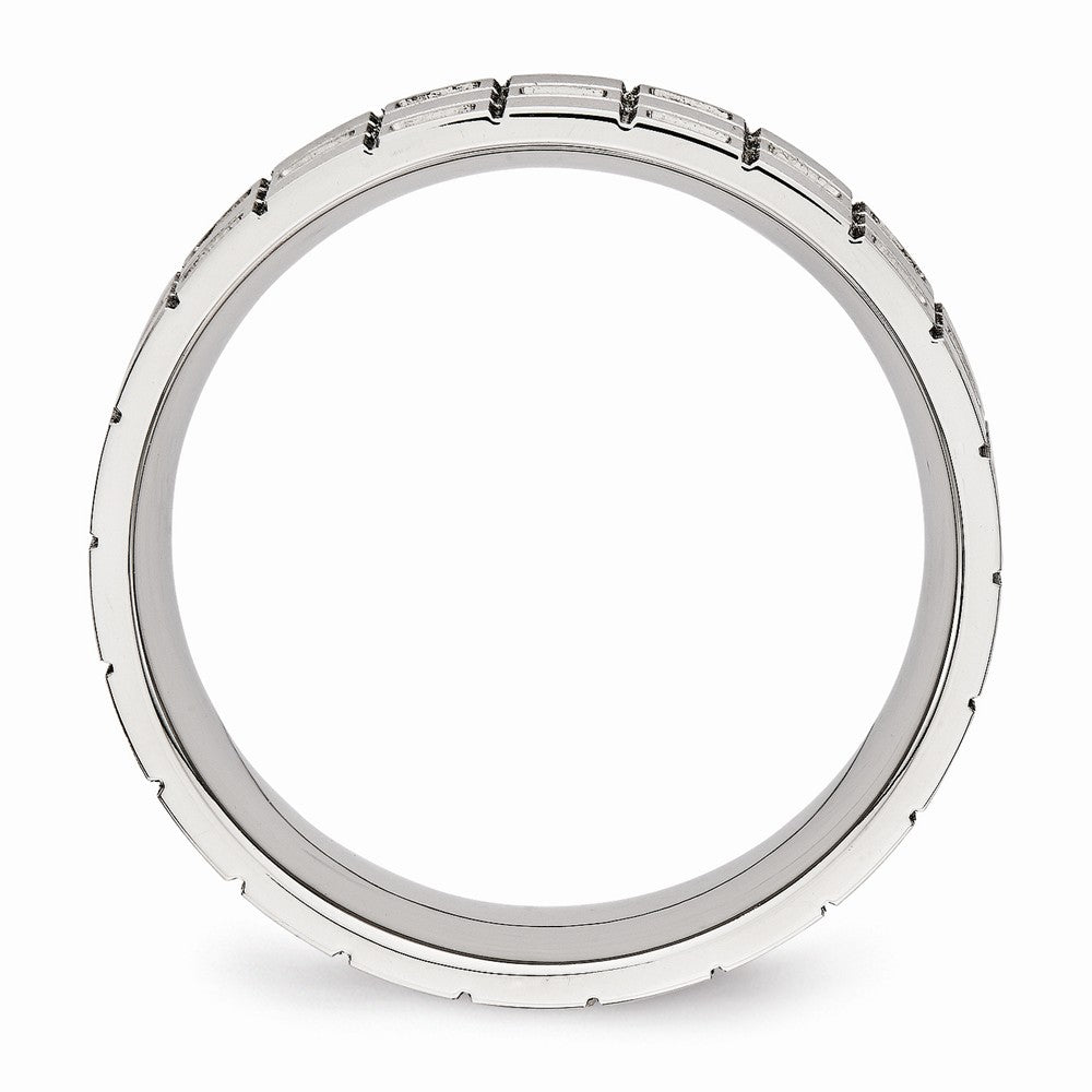 Sophia Jewelers Brushed Stainless Steel CZ Wedding Band 7mm Elegant Design Secondary image