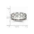 Stainless Steel Brushed Grooved CZ Ring