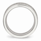 Checkered CZ Wedding Band in Stainless Steel, 7.5mm