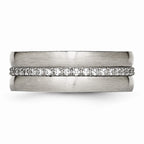 Checkered CZ Wedding Band in Stainless Steel, 7.5mm