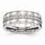 Checkered CZ Wedding Band in Stainless Steel, 7.5mm