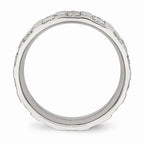 CZ Checkered Wedding Band in Stainless Steel, 8mm