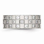 CZ Checkered Wedding Band in Stainless Steel, 8mm