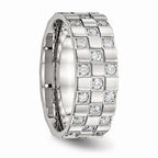 CZ Checkered Wedding Band in Stainless Steel, 8mm