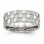 CZ Checkered Wedding Band in Stainless Steel, 8mm