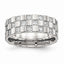 CZ Checkered Wedding Band in Stainless Steel, 8mm