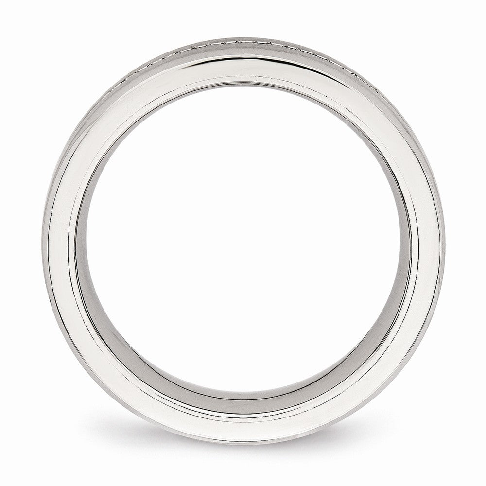 CZ Wedding Band in Stainless Steel, 6.5mm