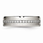 CZ Wedding Band in Stainless Steel, 6.5mm
