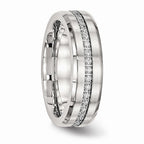 CZ Wedding Band in Stainless Steel, 6.5mm