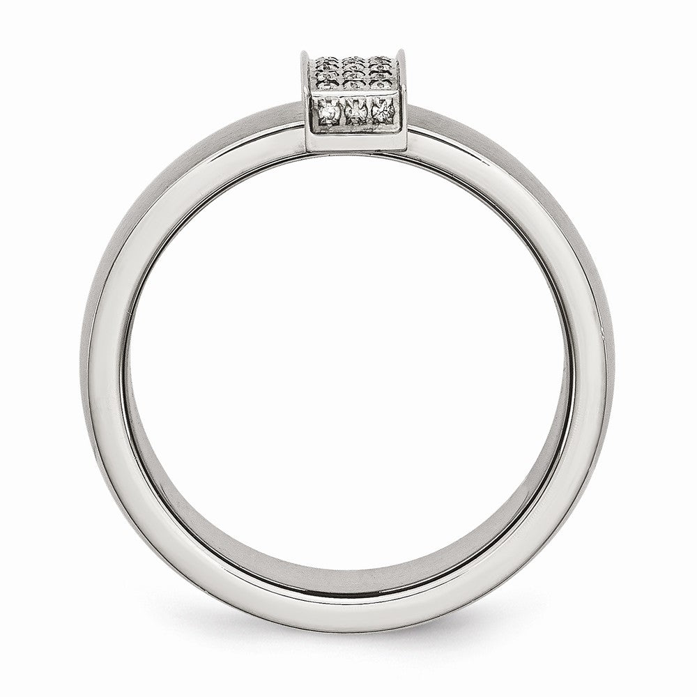 Sophia Jewelers Modern Stainless Steel CZ Wedding Band 8mm Polished & Brushed