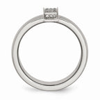 Brushed CZ Wedding Band in Stainless Steel, 8mm