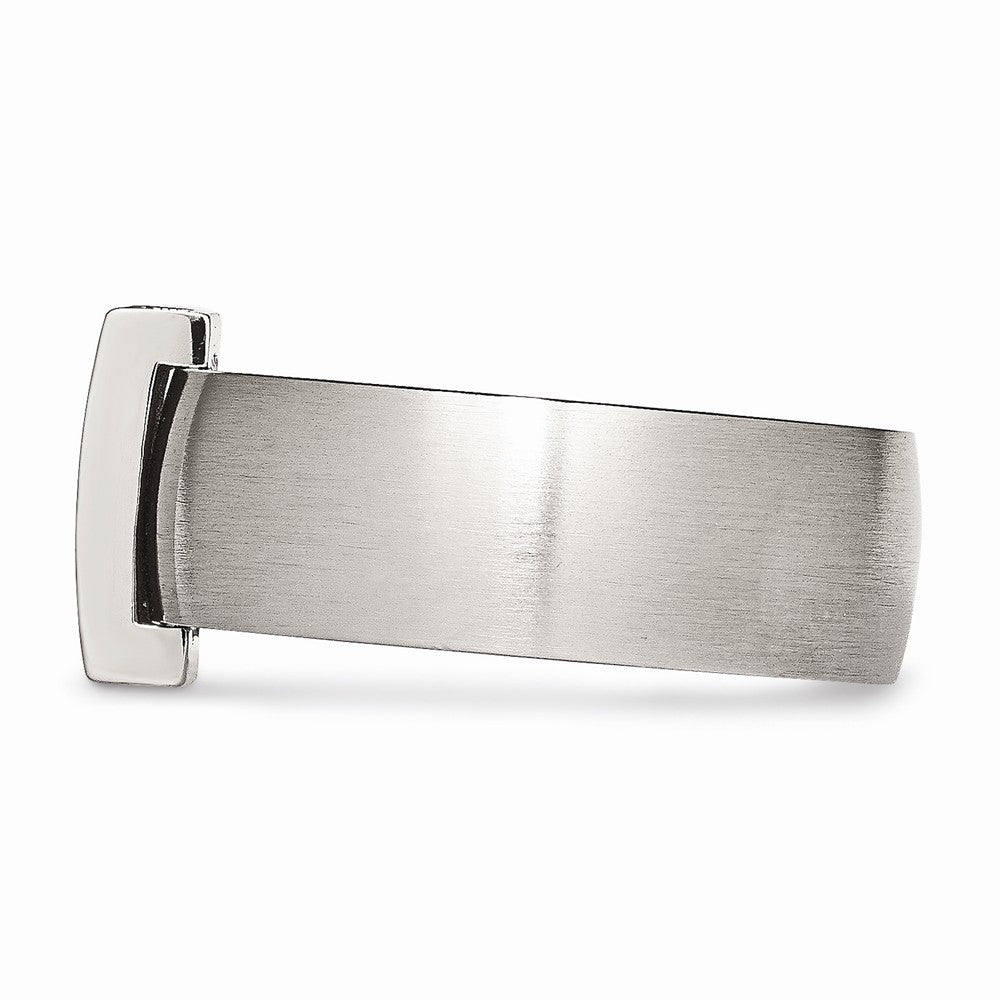 Brushed CZ Wedding Band in Stainless Steel, 8mm
