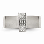 Brushed CZ Wedding Band in Stainless Steel, 8mm