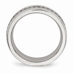 Black CZ Wedding Band in Stainless Steel, 6.5mm