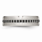 Black CZ Wedding Band in Stainless Steel, 6.5mm
