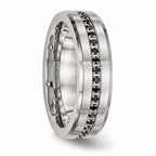 Black CZ Wedding Band in Stainless Steel, 6.5mm