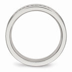 CZ Wedding Band in Stainless Steel, 6.5mm