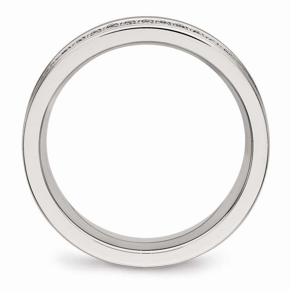 CZ Wedding Band in Stainless Steel, 6.5mm