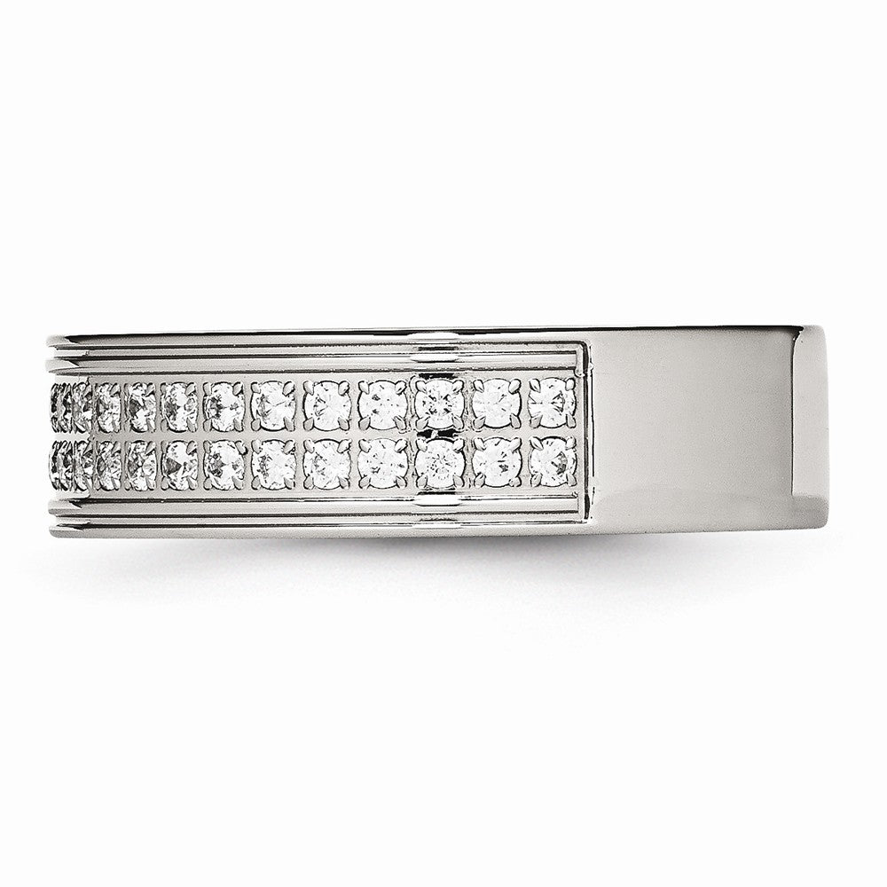 Sophia Jewelers Stainless Steel Polished Wedding Band with CZ Sparkle - 6