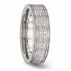 CZ Wedding Band in Stainless Steel, 6.5mm