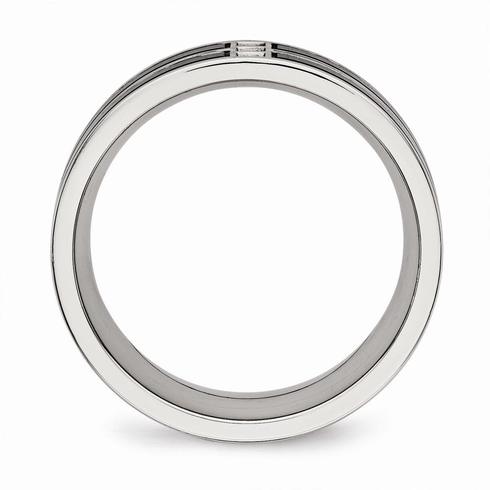CZ Wedding Band in Black IP-Plated Stainless Steel, 8mm