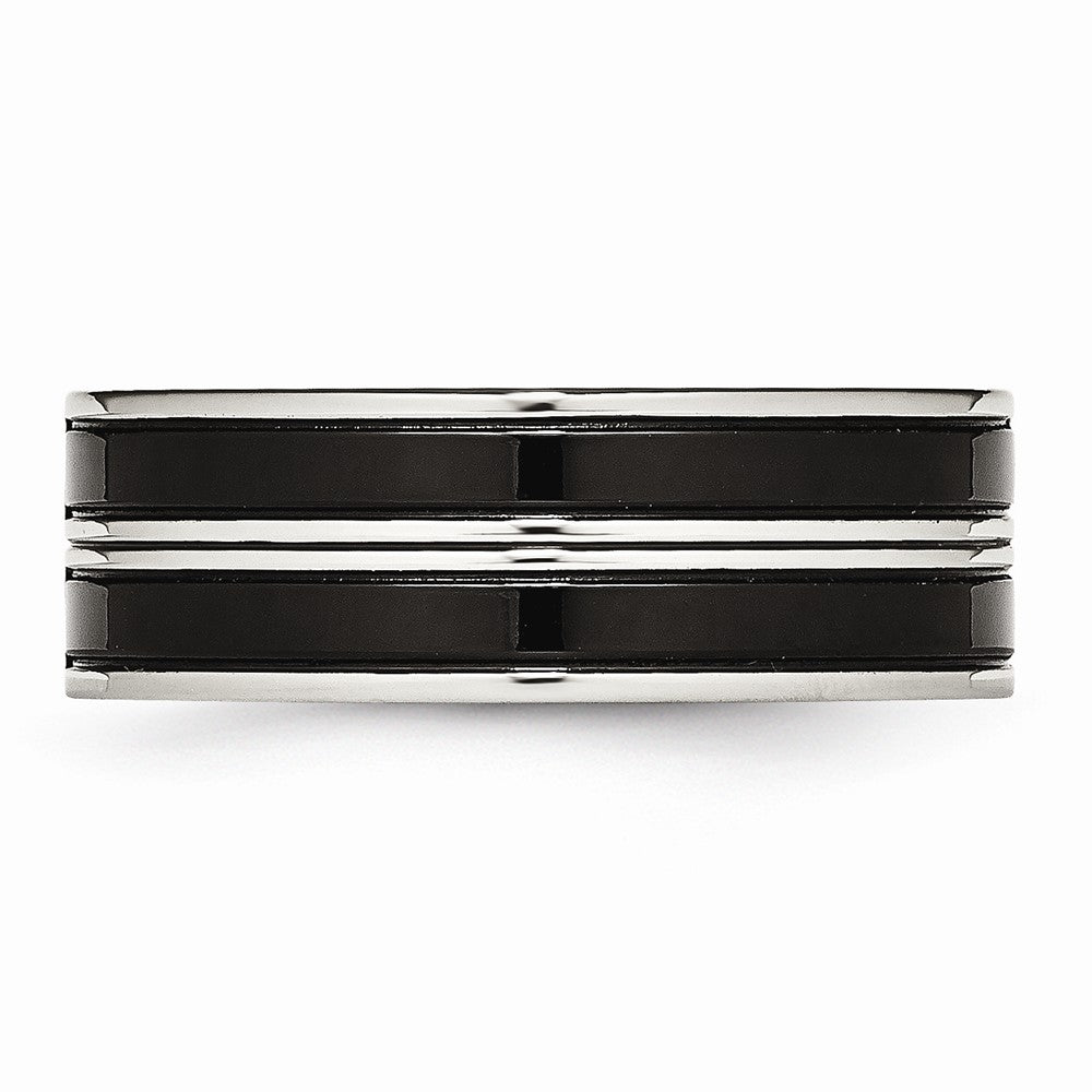 Sophia Jewelers Polished Black IP-Plated Stainless Steel CZ Wedding Band