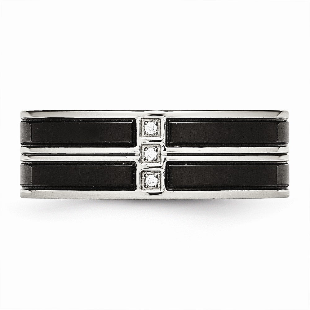 Stainless Steel Polished Black IP Plated CZ Band