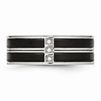 CZ Wedding Band in Black IP-Plated Stainless Steel, 8mm