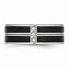 Stainless Steel Polished Black IP Plated CZ Band