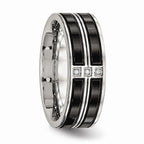 CZ Wedding Band in Black IP-Plated Stainless Steel, 8mm