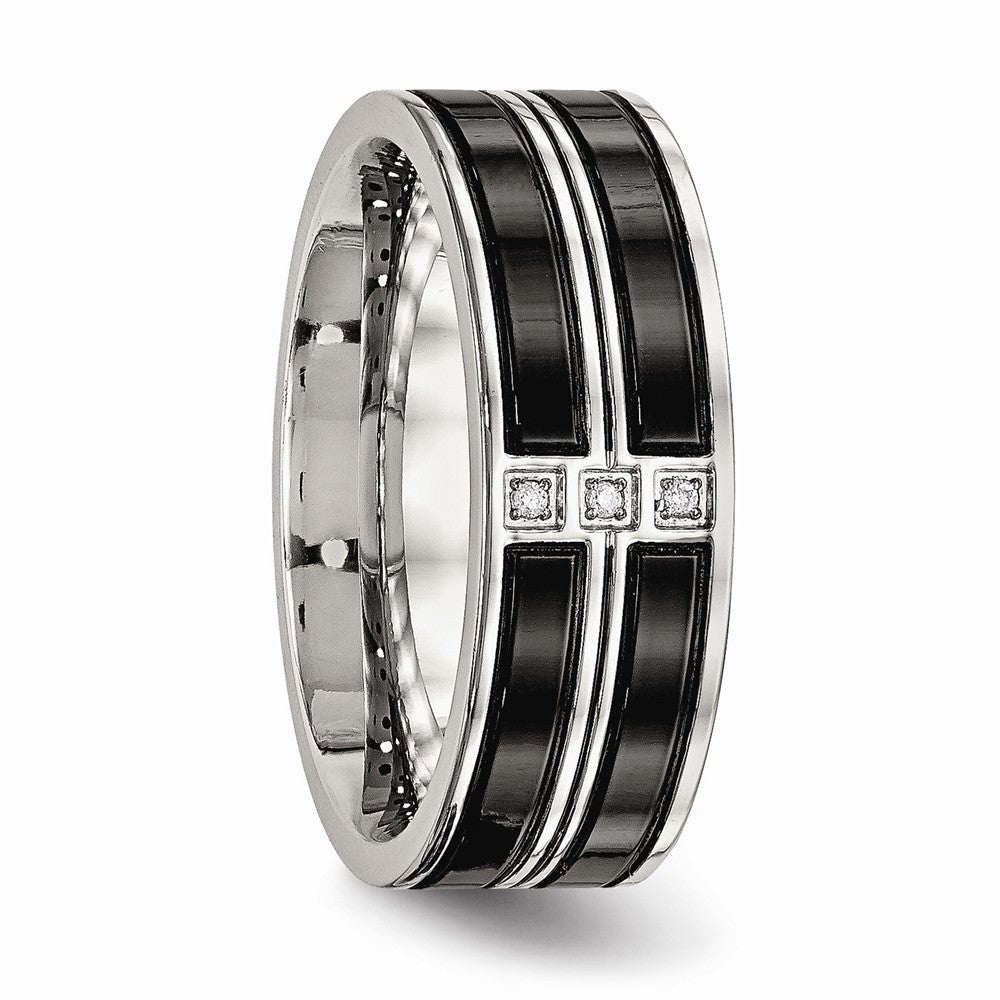 CZ Wedding Band in Black IP-Plated Stainless Steel, 8mm