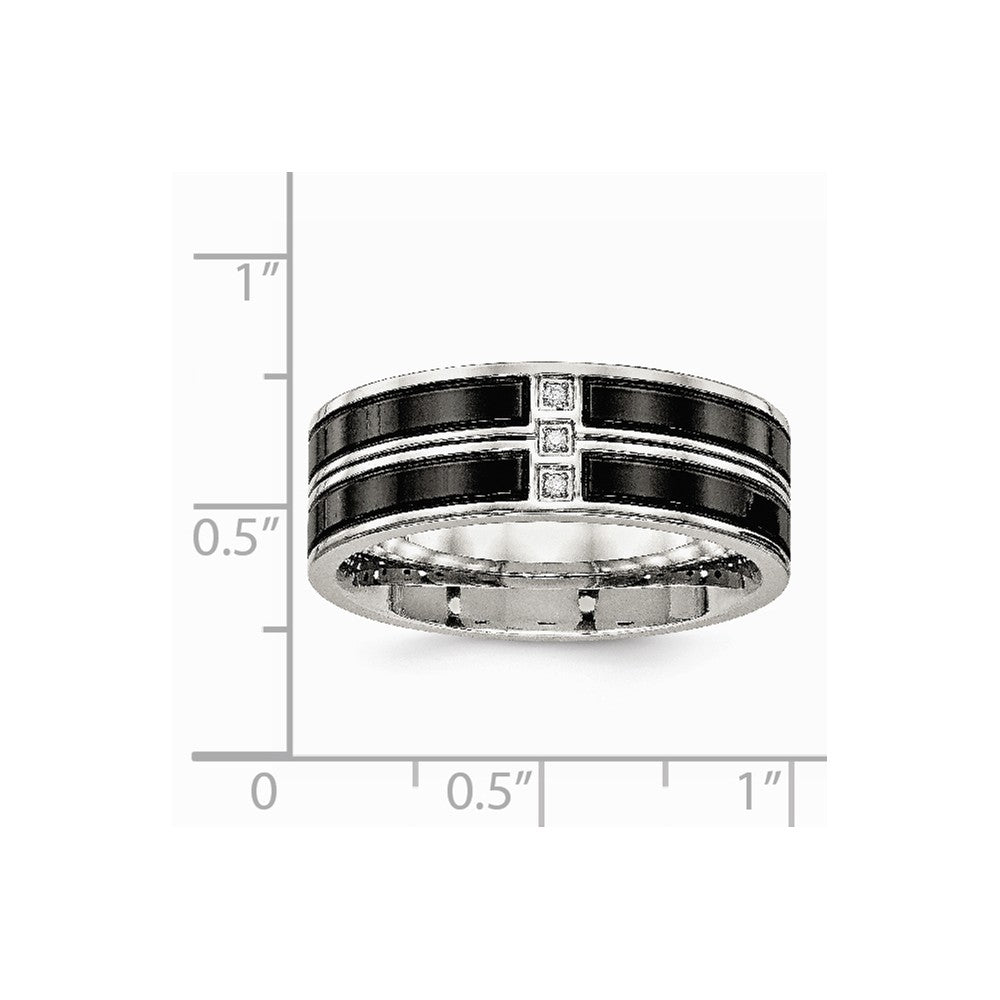 Stainless Steel Polished Black IP Plated CZ Band