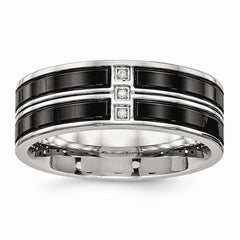 Stainless Steel Polished Black IP Plated CZ Band