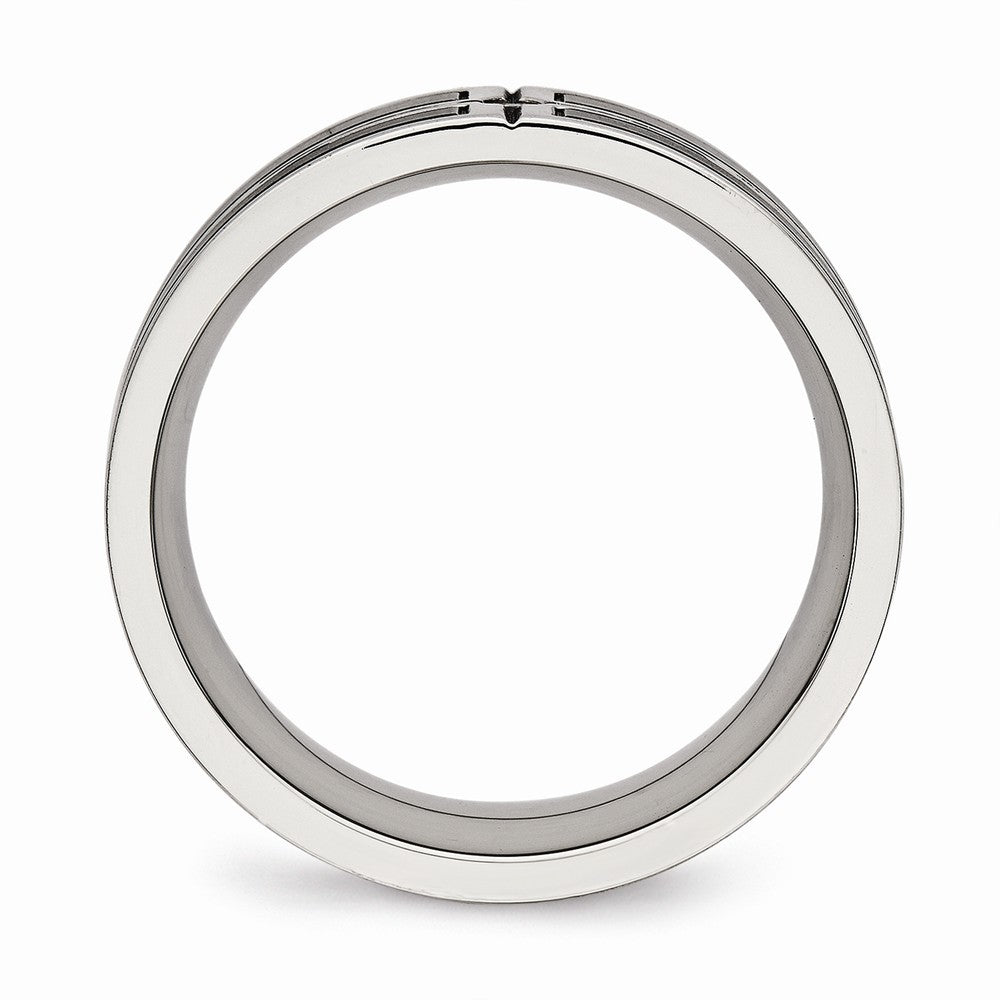 CZ Wedding Band in Stainless Steel with Black IP Accent, 8mm Secondary image