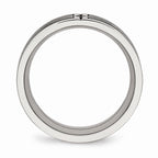 CZ Wedding Band in Stainless Steel with Black IP Accent, 8mm