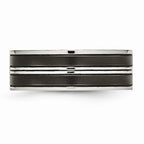 CZ Wedding Band in Stainless Steel with Black IP Accent, 8mm