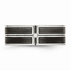 CZ Wedding Band in Stainless Steel with Black IP Accent, 8mm