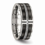 CZ Wedding Band in Stainless Steel with Black IP Accent, 8mm