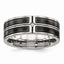 CZ Wedding Band in Stainless Steel with Black IP Accent, 8mm